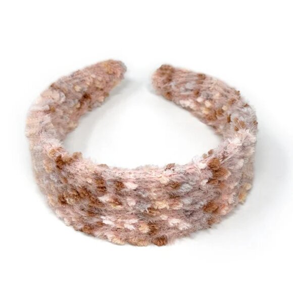 NWOT Faye Fuzzy Pom Textured Pink Headband - Picture 1 of 4